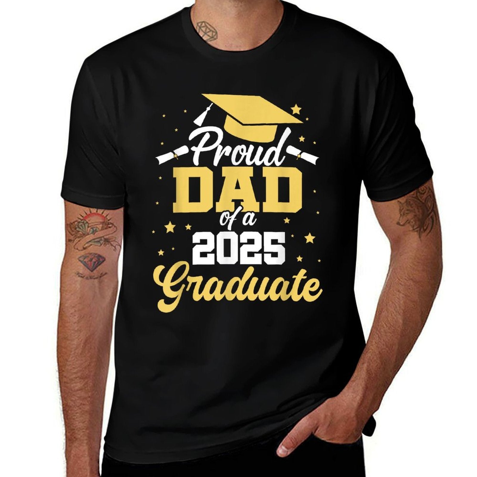 Proud Dad Of A 2025 Graduate Graduation Dad Senior 2025  Fade-proof Color T-Shirt