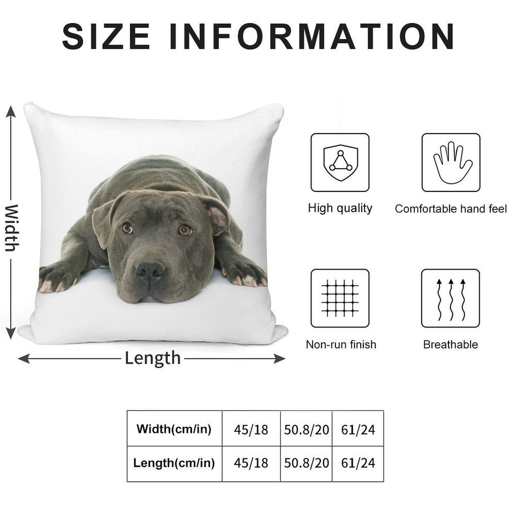 Blue Staffordshire Bull Terrier Super Cute Puppy Eyes Soft Reinforced Edging Throw Pillow