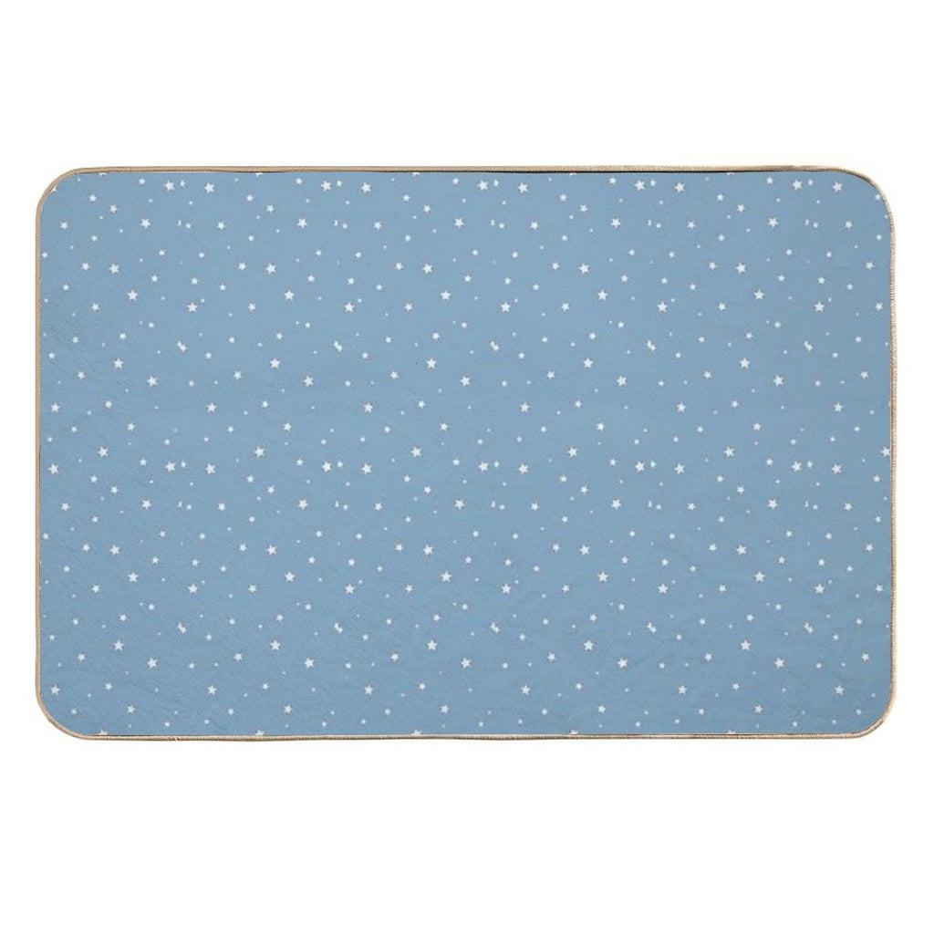 White Stars with Blue Background  Non-Slip Bath Mat