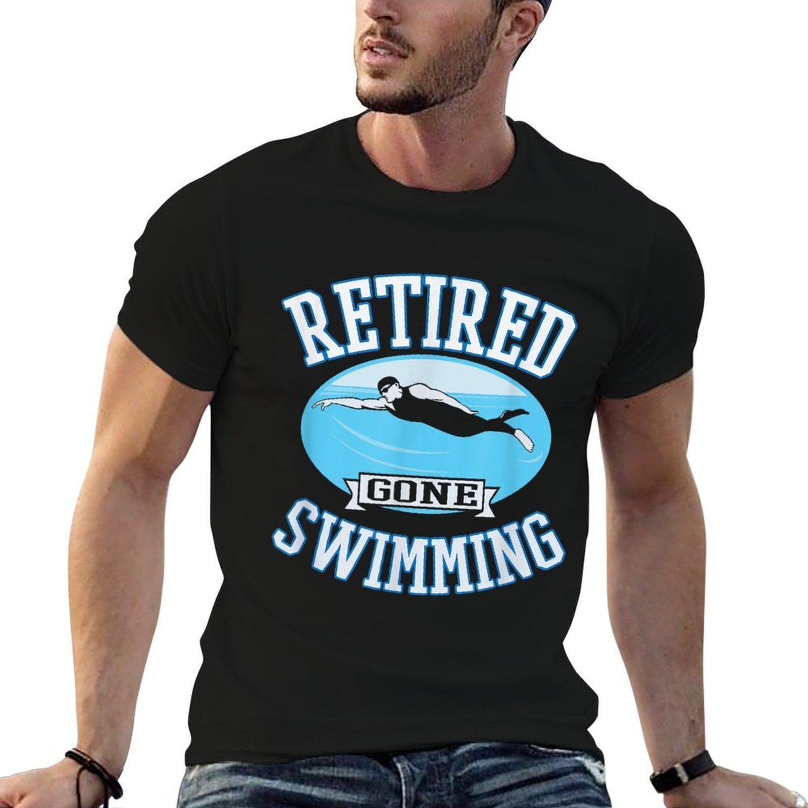 Retired Gone Swimming Retirement Gift For Swimmers  Summer-ready Fabric T-Shirt