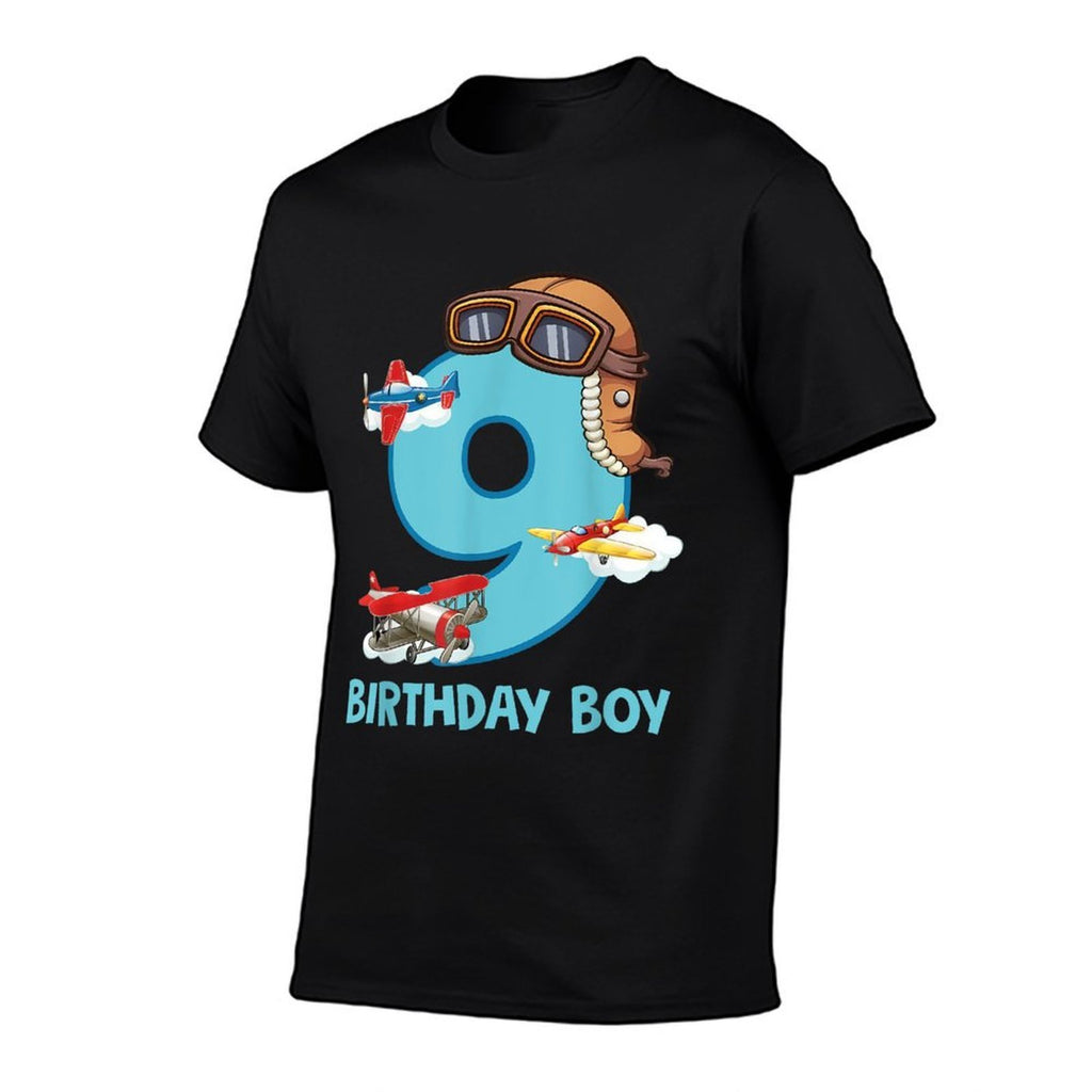 9th Birthday Boy 9 Year Old Birthday Boy Air Plane Pilot  Easy-care T-Shirt