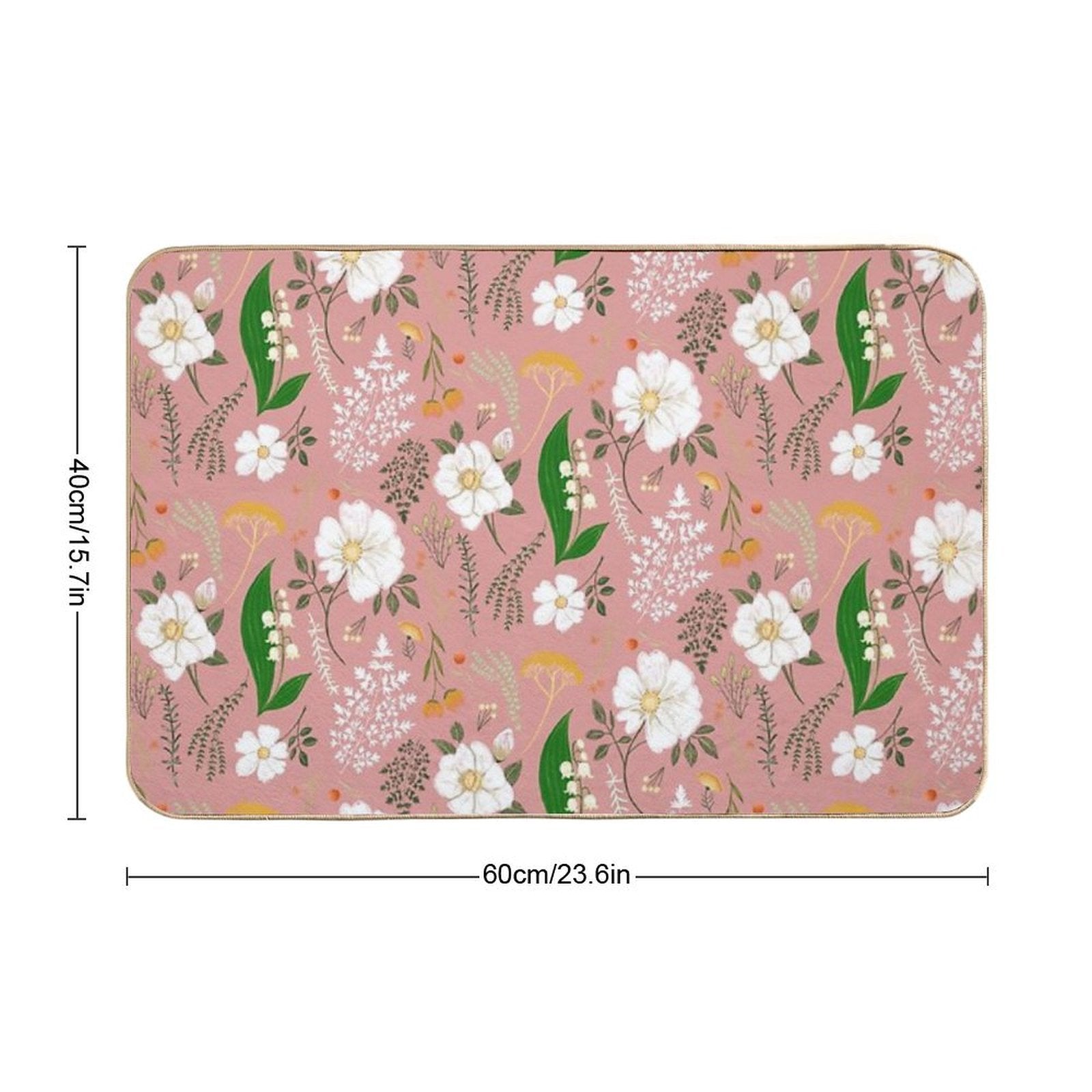 Garden Florals on Soft Pink.  Dirt-Trapping Bath Mat