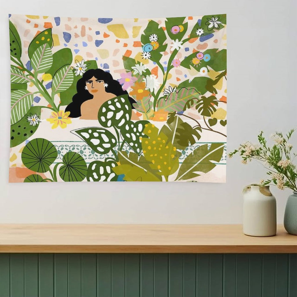 Bathing with Plants Tapestry