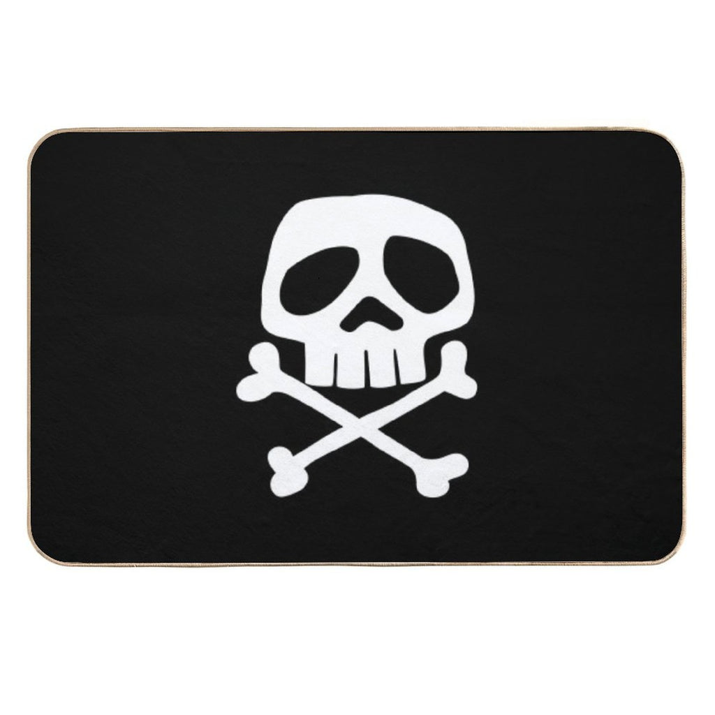 Old School Punk Rock Skull  Repositionable Bath Mat