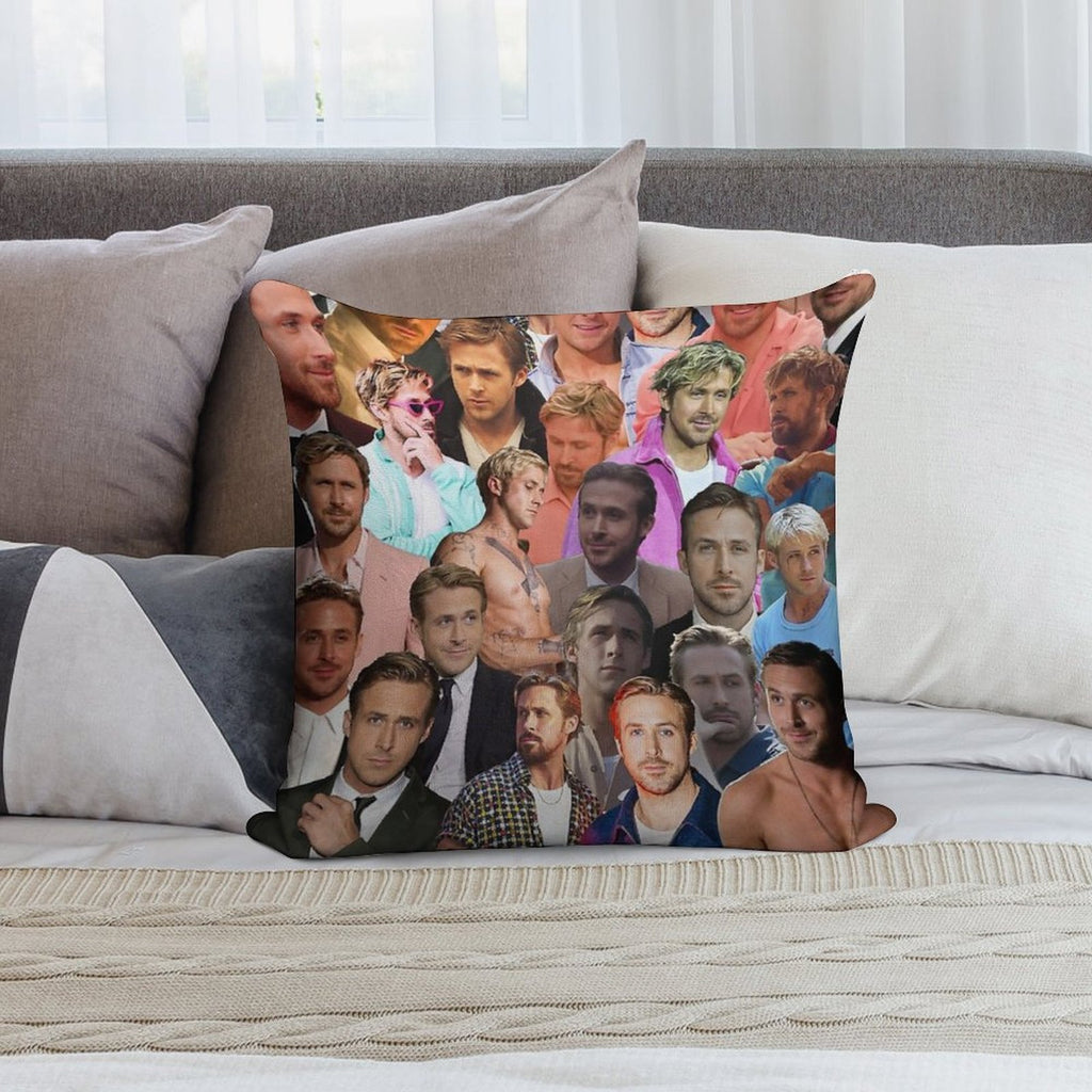 Ryan Gosling Photo Collage Soft Gift Ready Throw Pillow