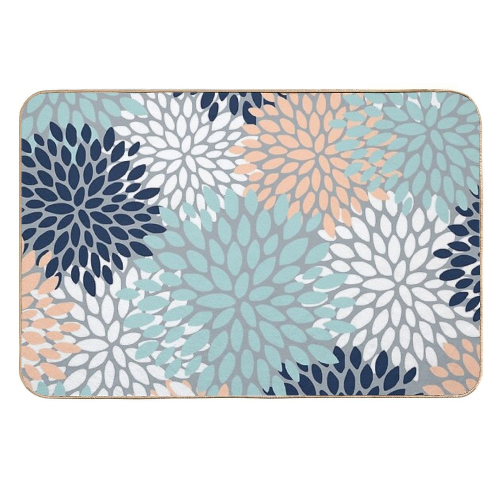 Floral Bloom, Navy, Peach, Aqua, Gray  Versatile Bath Mat