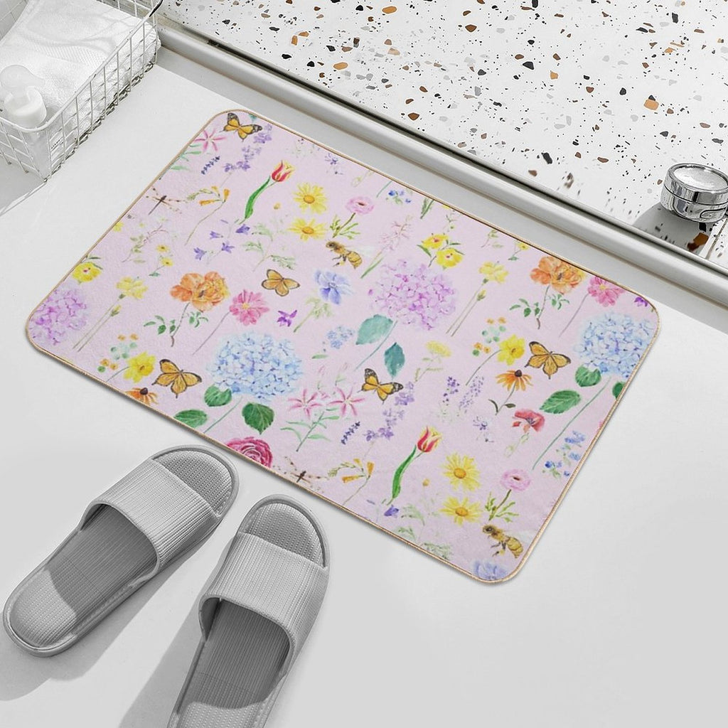 Copy of Summer Garden Flowers  Oil Painting Effect Pink Background  Versatile Bath Mat