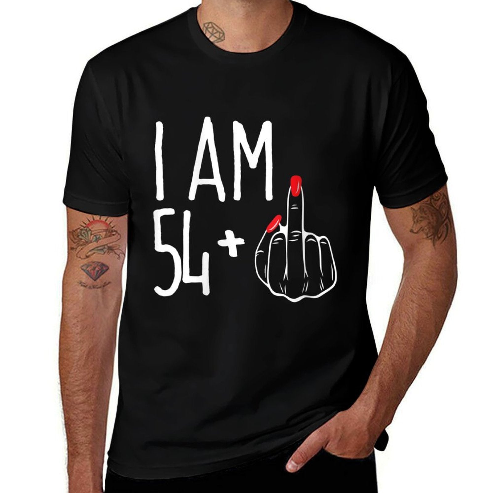 Womens I Am 54 Plus 1 Middle Finger Funny 55th Women's Birthday  Easy-care T-Shirt