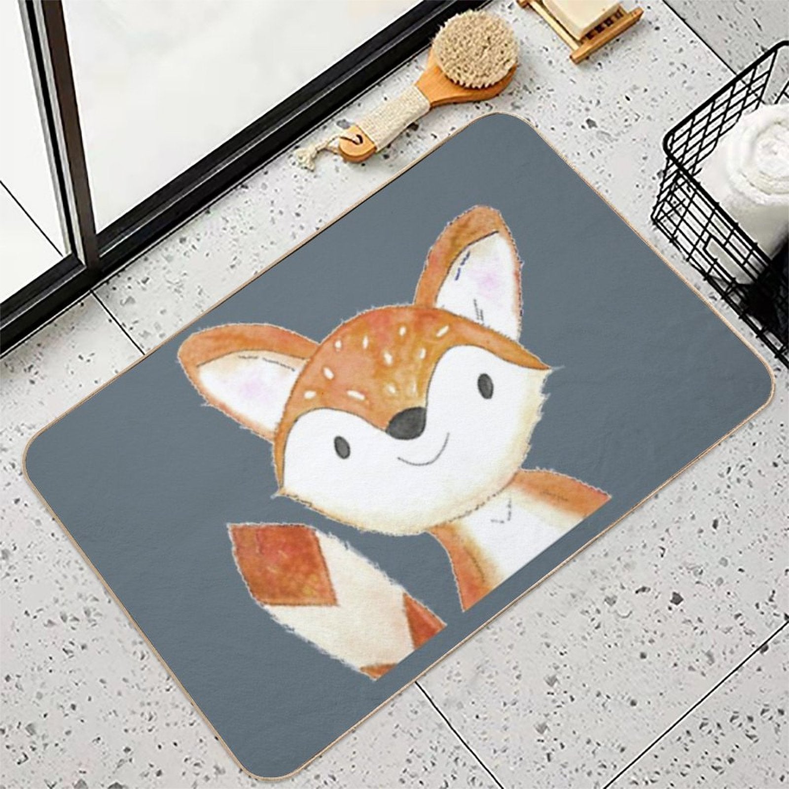 Little Fox Smiling  Easy To Clean Bath Mat