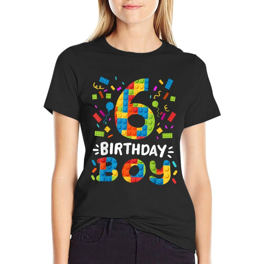 Kids 6 Years Old Building Blocks Builder 6th Birthday Boys  Durable T-Shirt