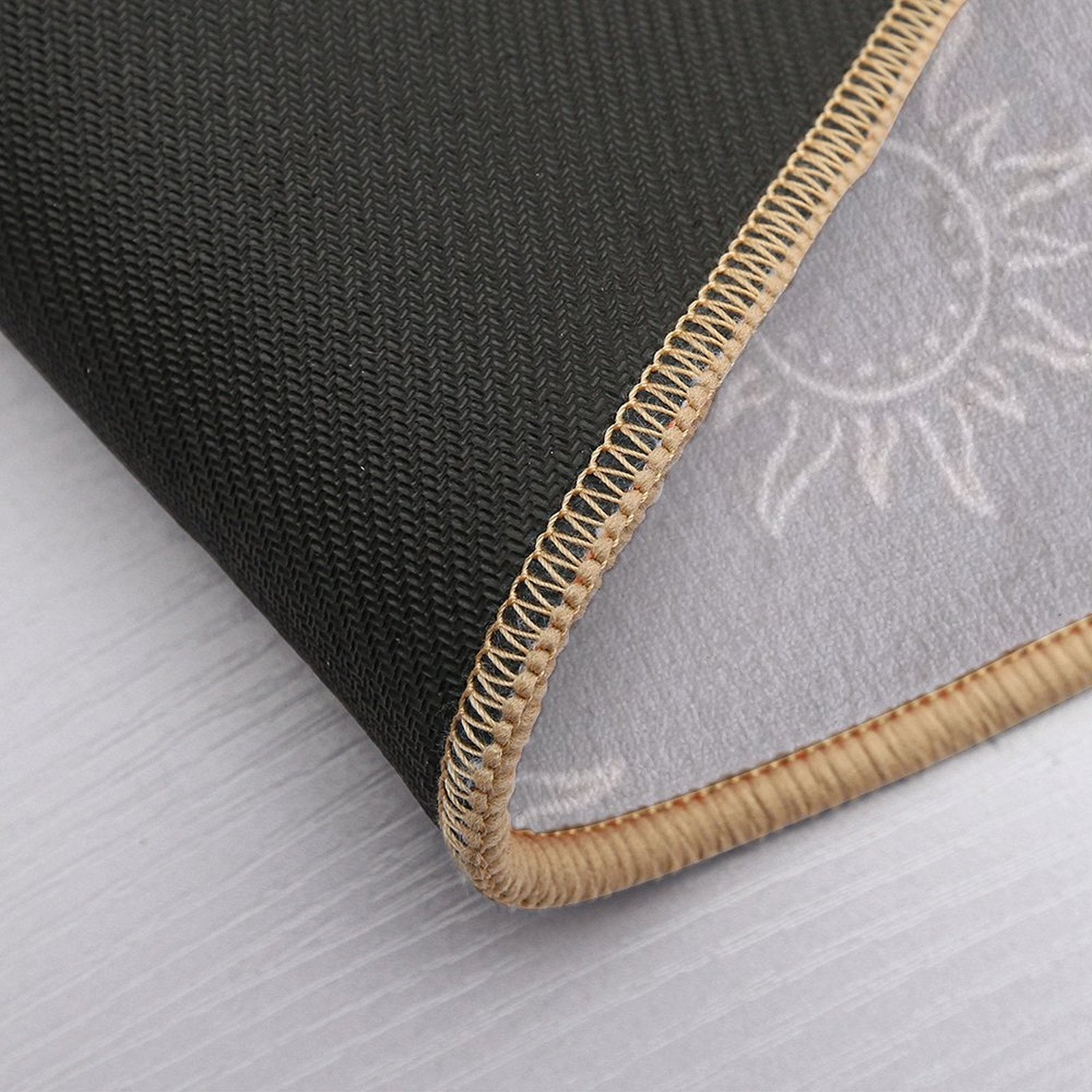 Cute Boho Sun Pattern Bohemian Aesthetic In Muted Colors Blue Gray Durable Bath Mat
