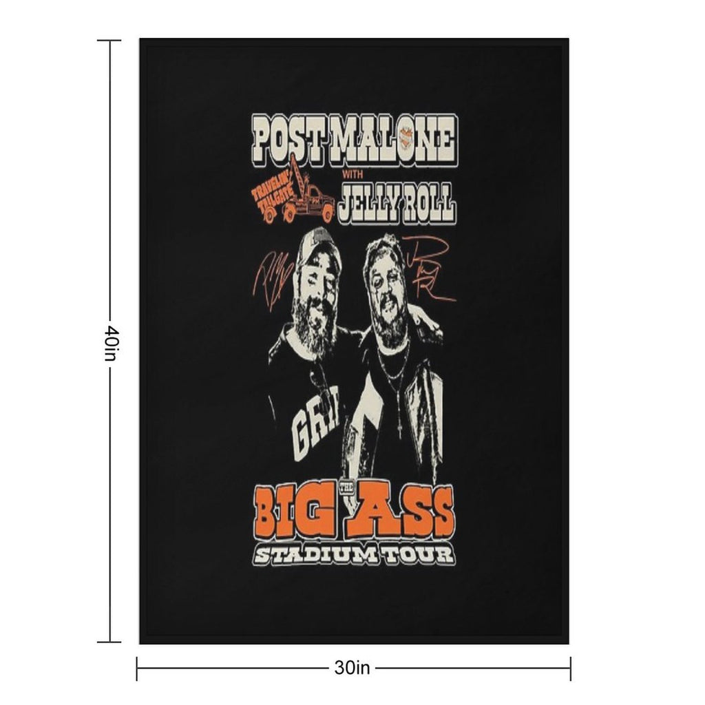 Post Malone Jelly Roll Concert Tour Album Cover Poster Travel-friendly Throw Blanket