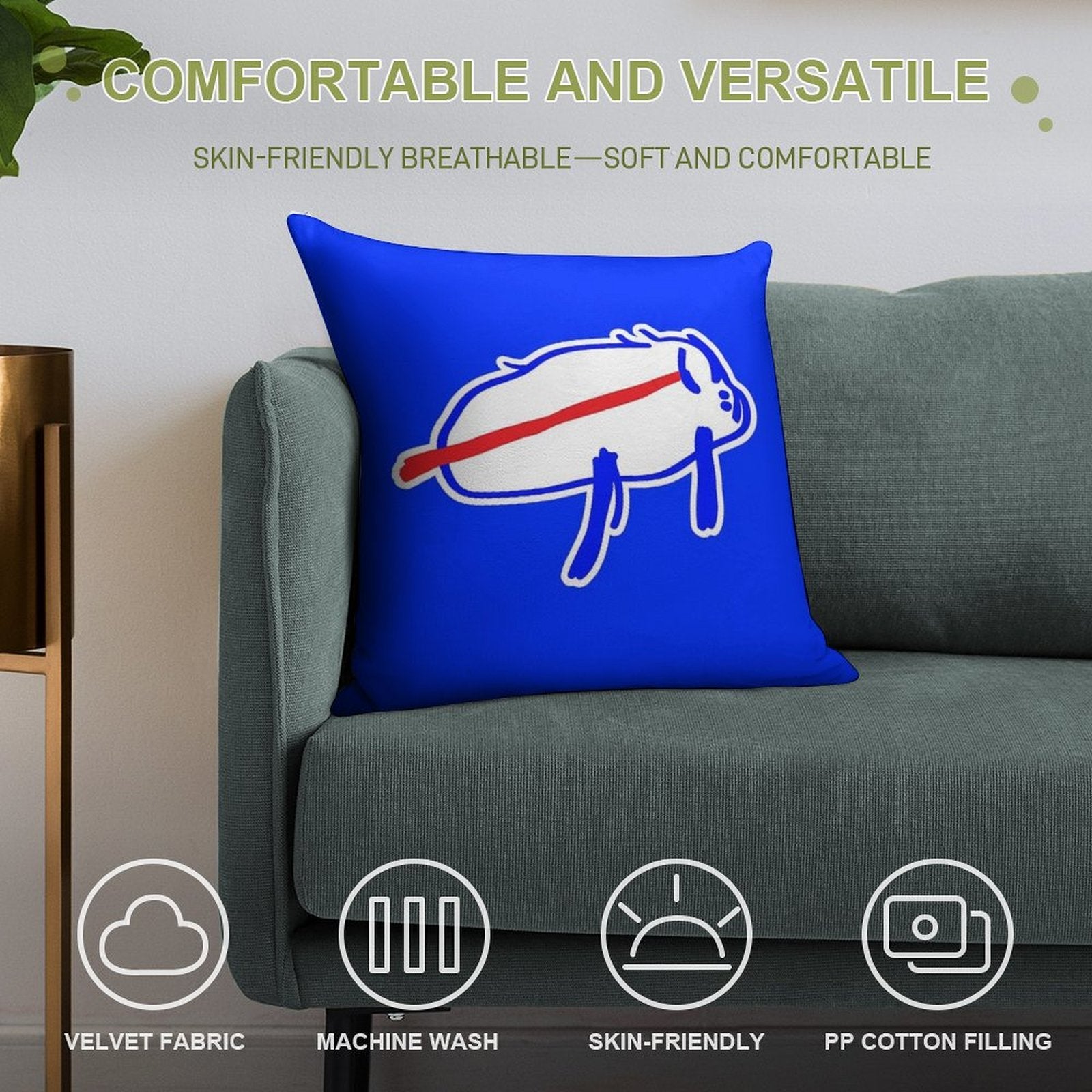 Josh Allen Drawing Soft Durable Construction Throw Pillow