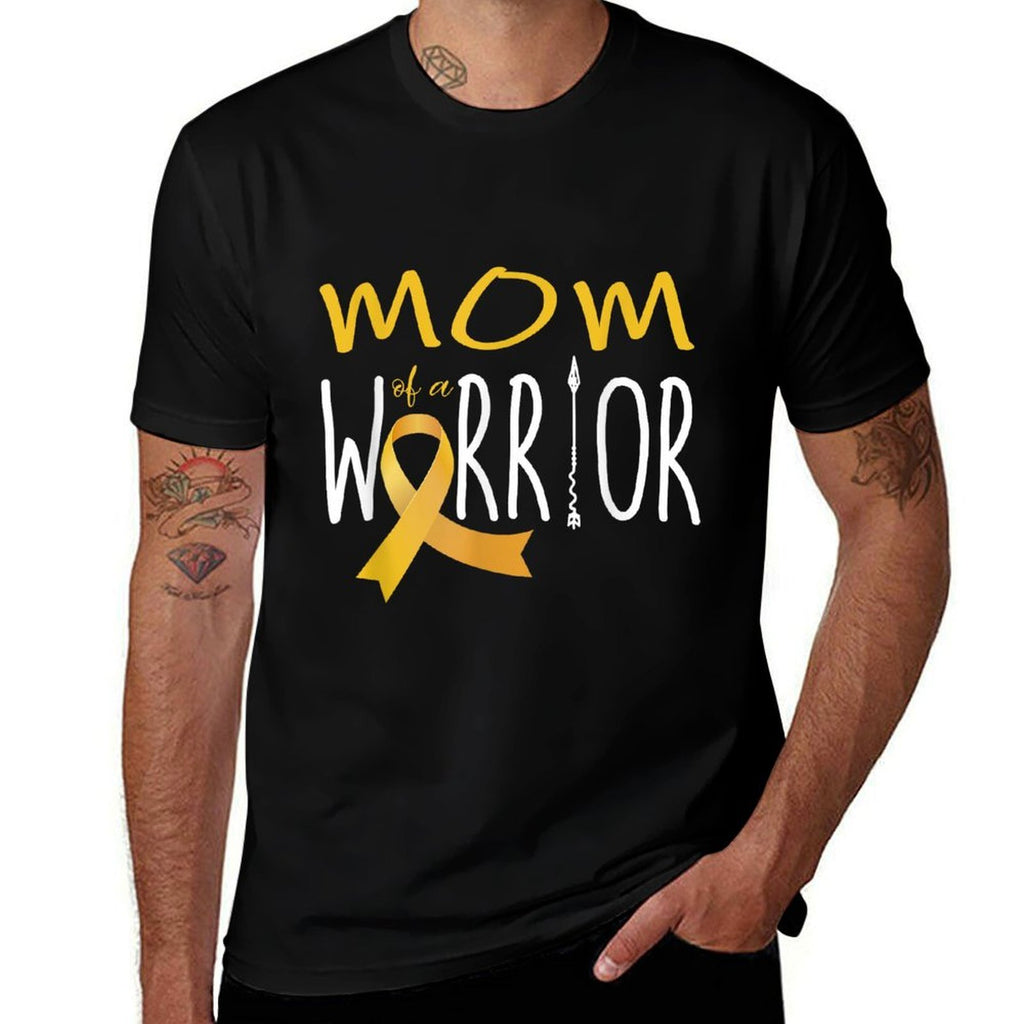 Childhood Cancer Awareness Mom of A Warrior  Cotton T-Shirt