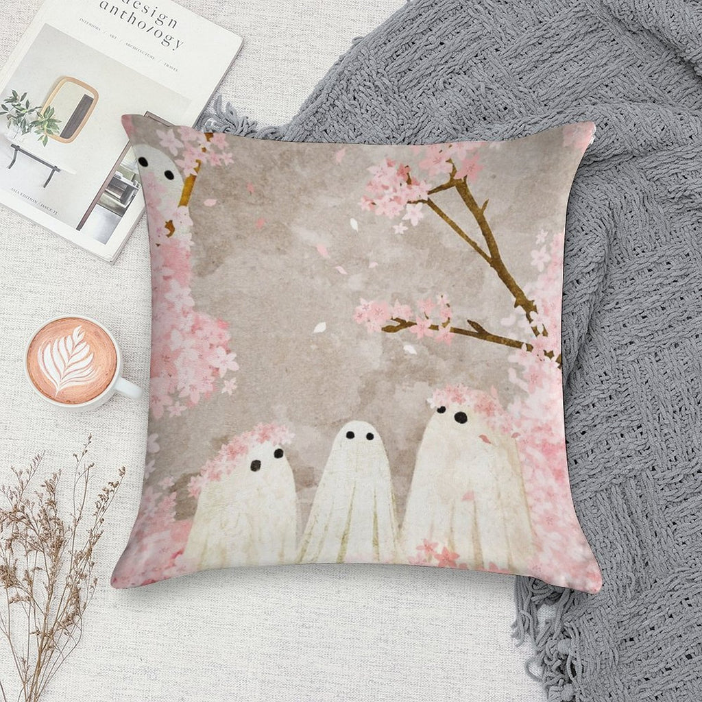 Cherry Blossom Party Soft Short Plush Fabric Throw Pillow