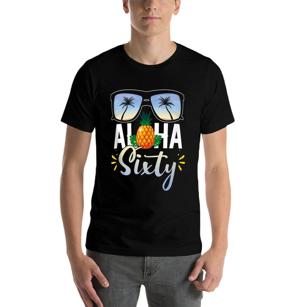 60th Birthday Aloha Sixty Beach Tropical Vacation Sunglasses  Oversized Silhouette T-Shirt