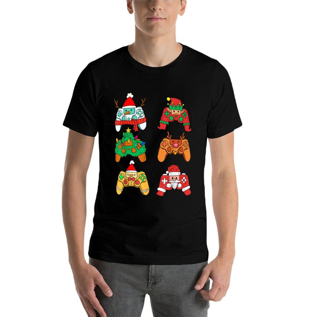Christmas Santa Elf Gaming Controllers Gamer Xmas Boys Kids  Summer-ready Fabric T-Shirt
