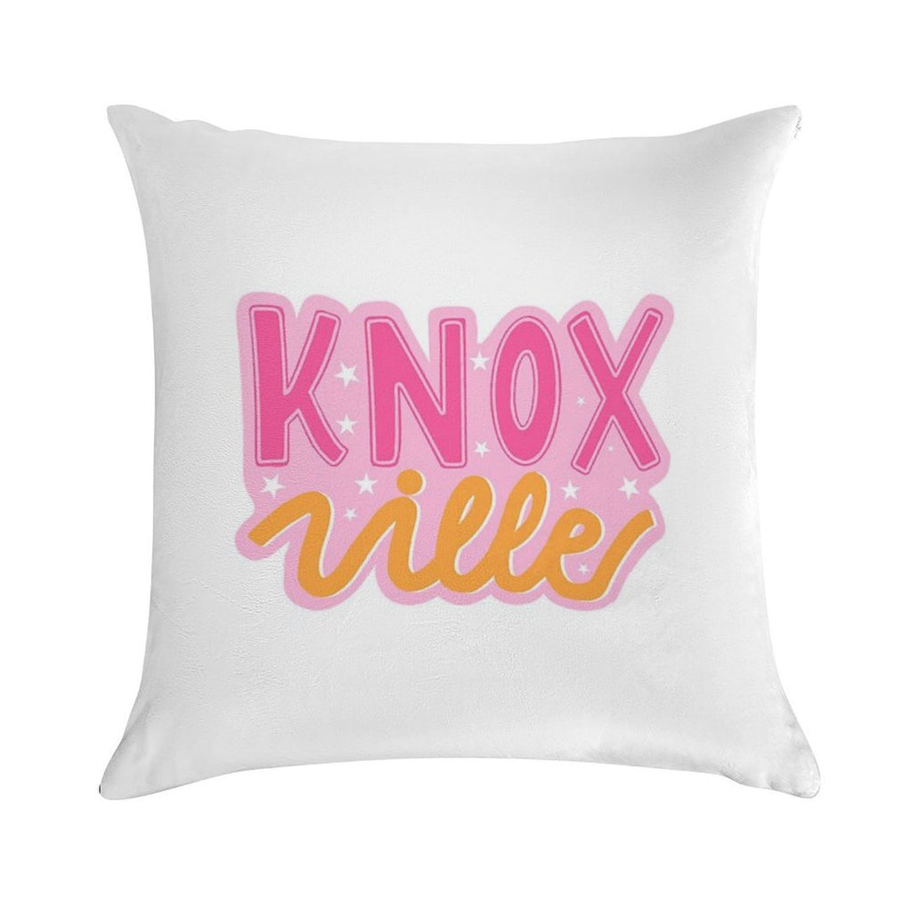 Knoxville Pink And Orange Stars Soft Short Plush Fabric Throw Pillow