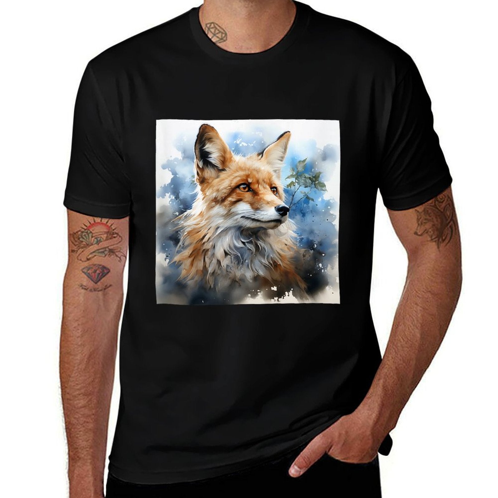 Fox Watercolor Illustration Graphic  Affordable Price T-Shirt