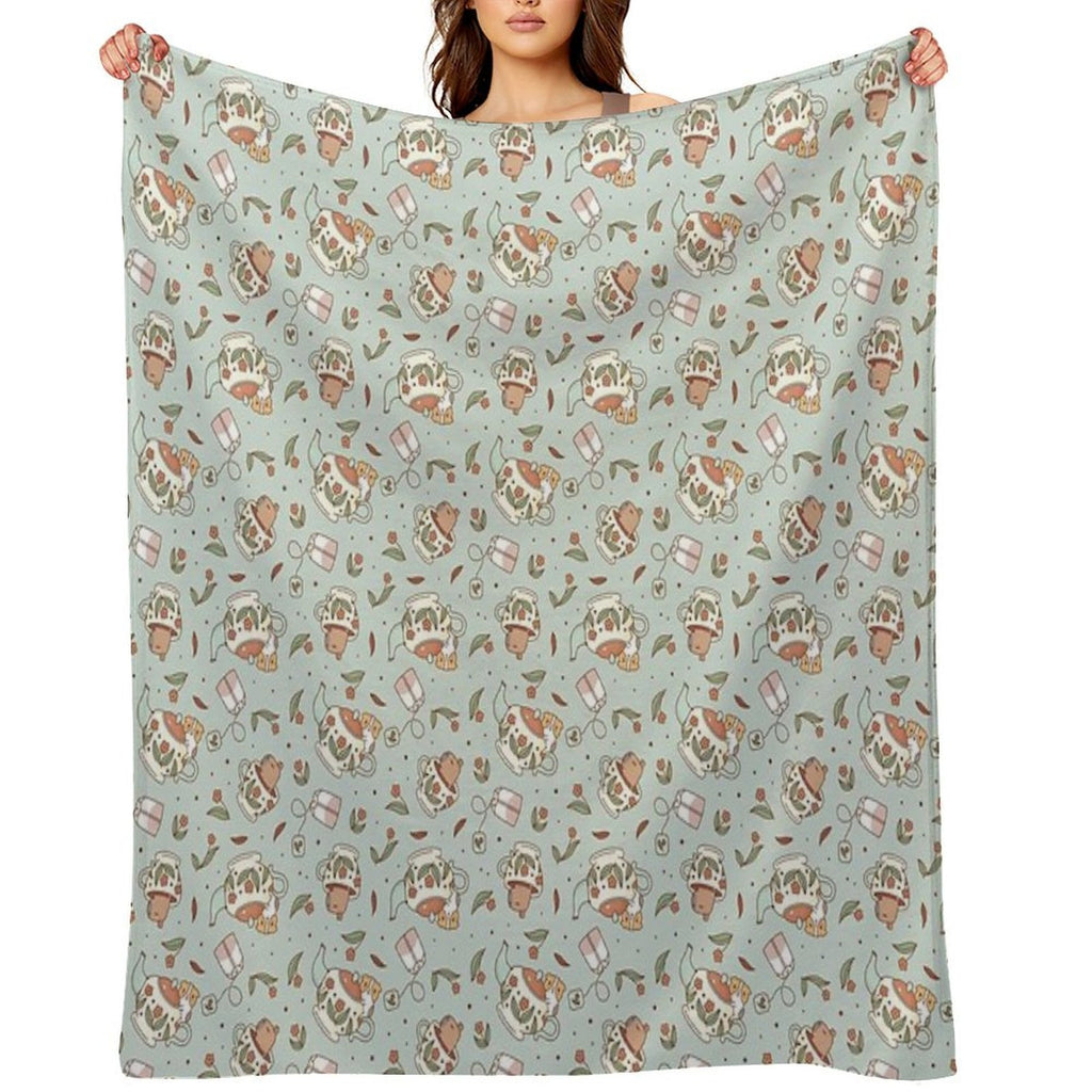 Guinea Pig And Capybara Tea Party Pattern, Bubu And Moonch Versatility Throw Blanket