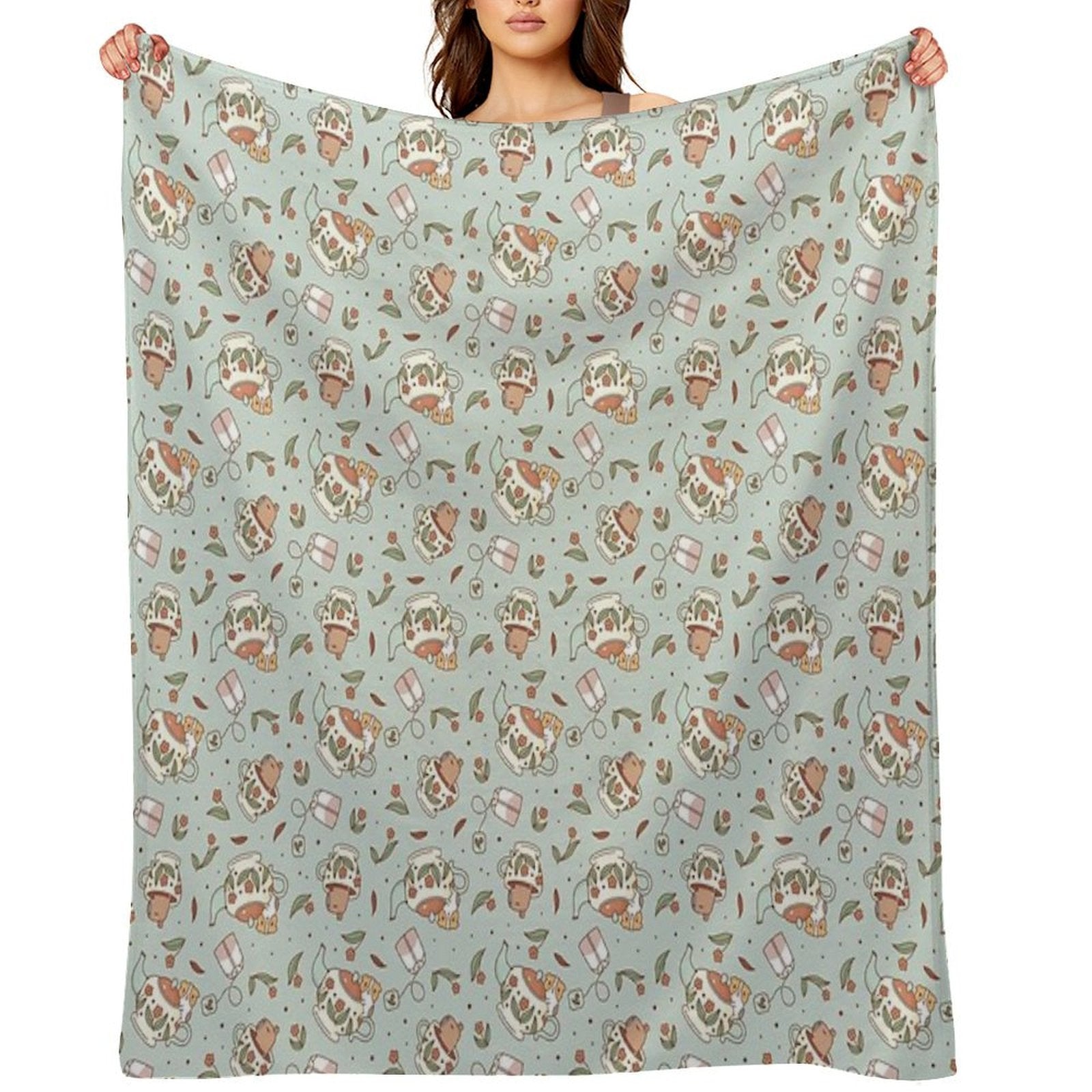 Guinea Pig And Capybara Tea Party Pattern, Bubu And Moonch Versatility Throw Blanket