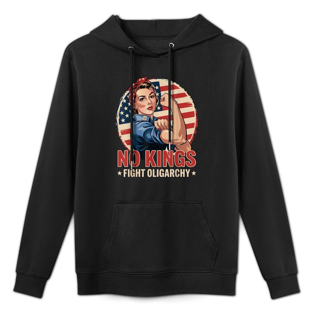 Vintage No Kings Fight Oligarchy Womans Girl America Medium-Weight Fabric Hoodie