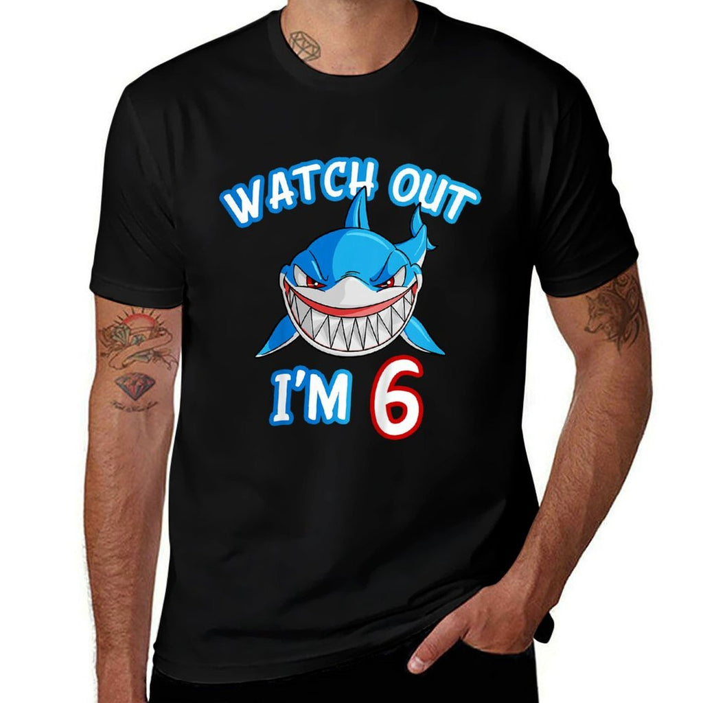 Kids 6 Yrs Old Boy Watch Out Shark SHIRT 6th Birthday  Quick-drying T-Shirt
