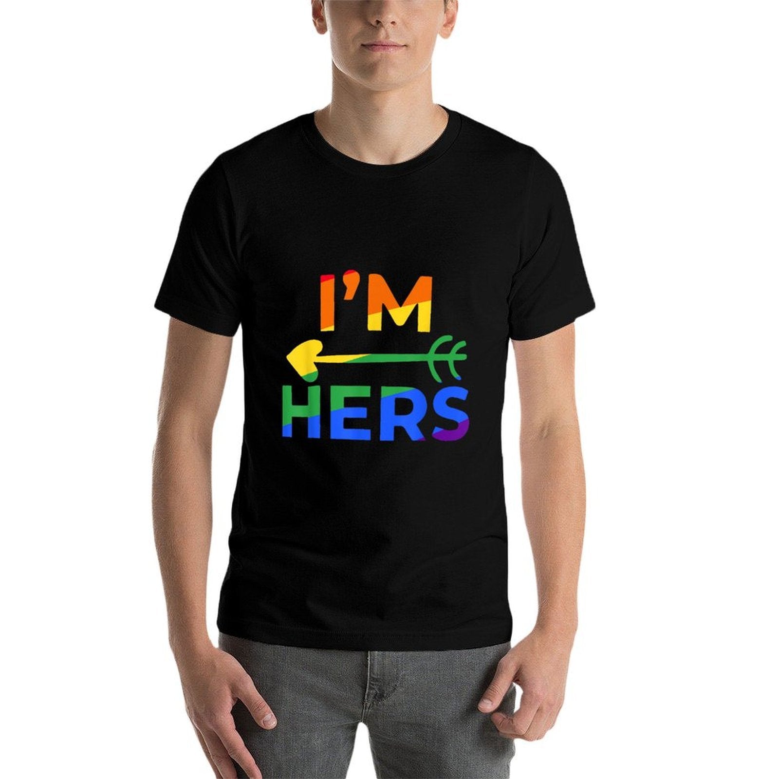 LGBT Gay Pride Im Her Shes Mine Lesbian Couple Matching  Oversized Silhouette T-Shirt