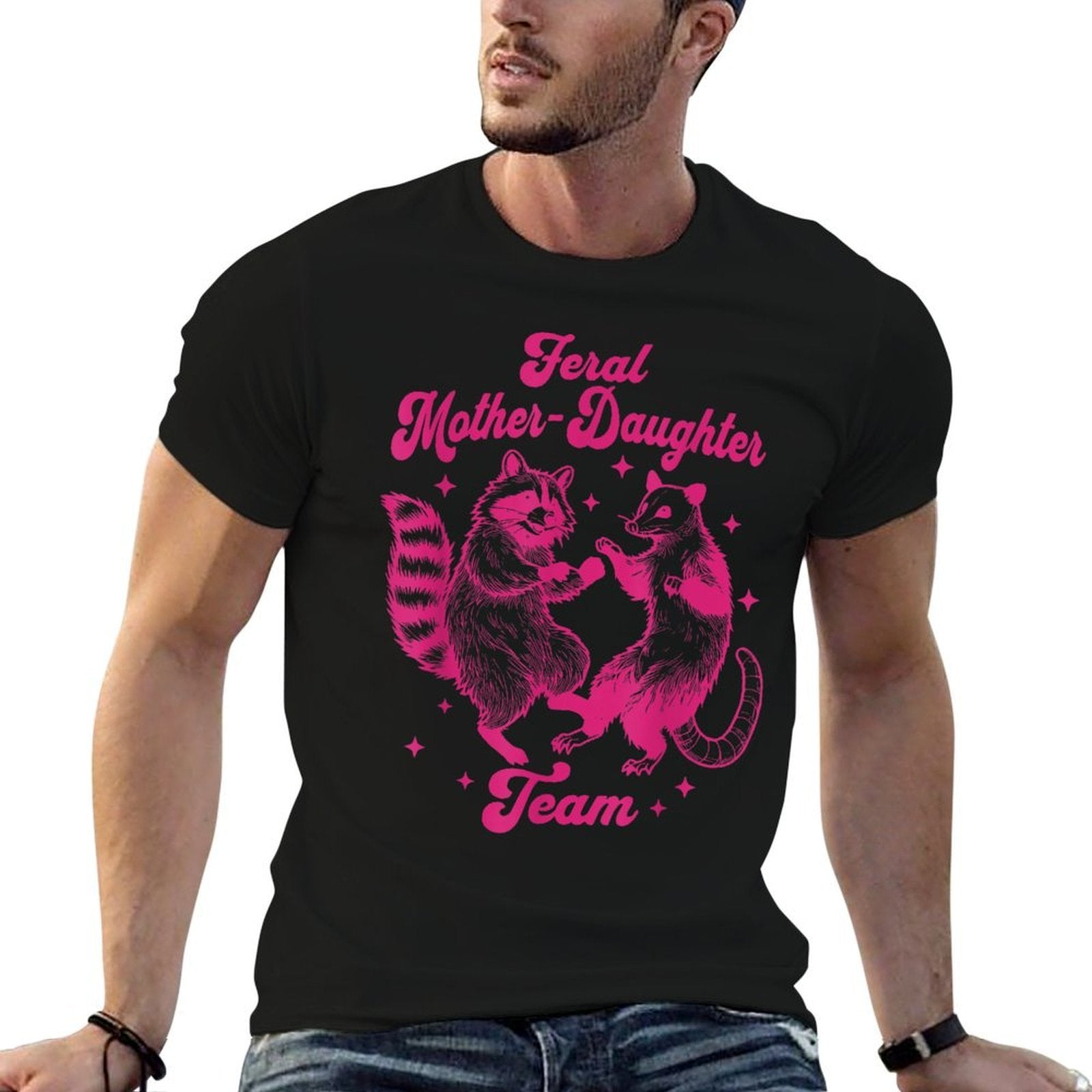 Feral Mother Daughter Team Raccoon Possum Funny Mothers Day  Versatile T-Shirt
