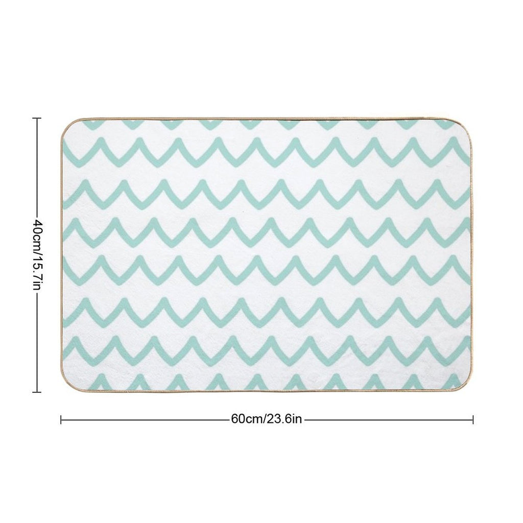 Light Blue Doodle White Underwater Waves  Multi-Purpose Bath Mat