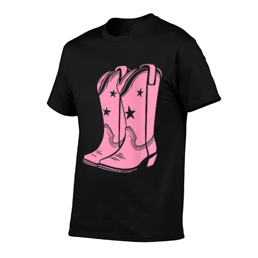 Pink Cowboy Boots Cowgirl Boho Style Western  Breathable T-Shirt