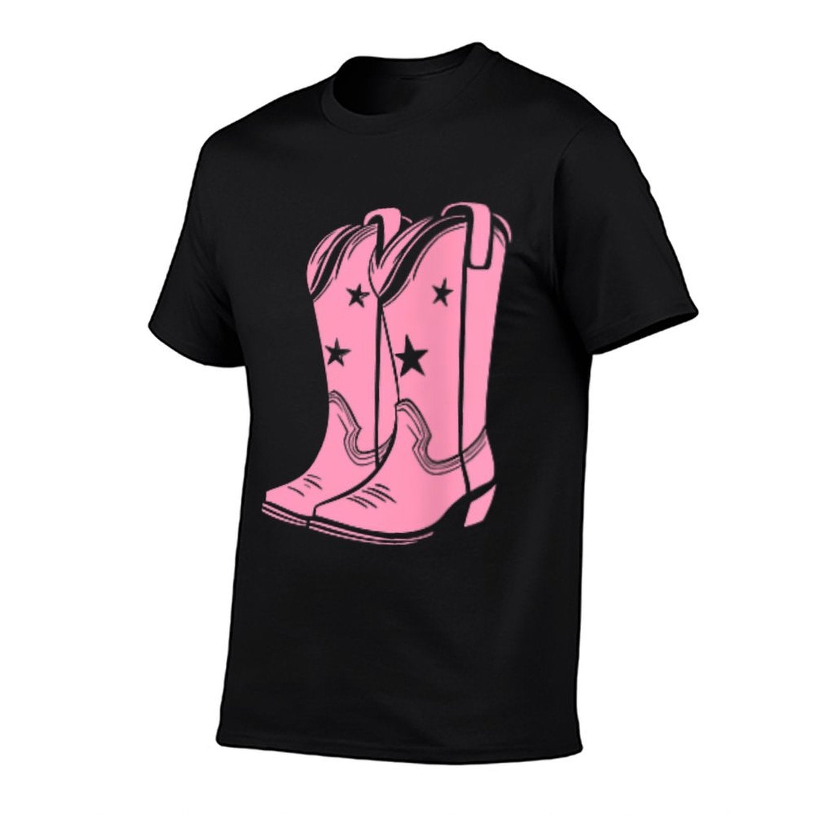 Pink Cowboy Boots Cowgirl Boho Style Western  Breathable T-Shirt