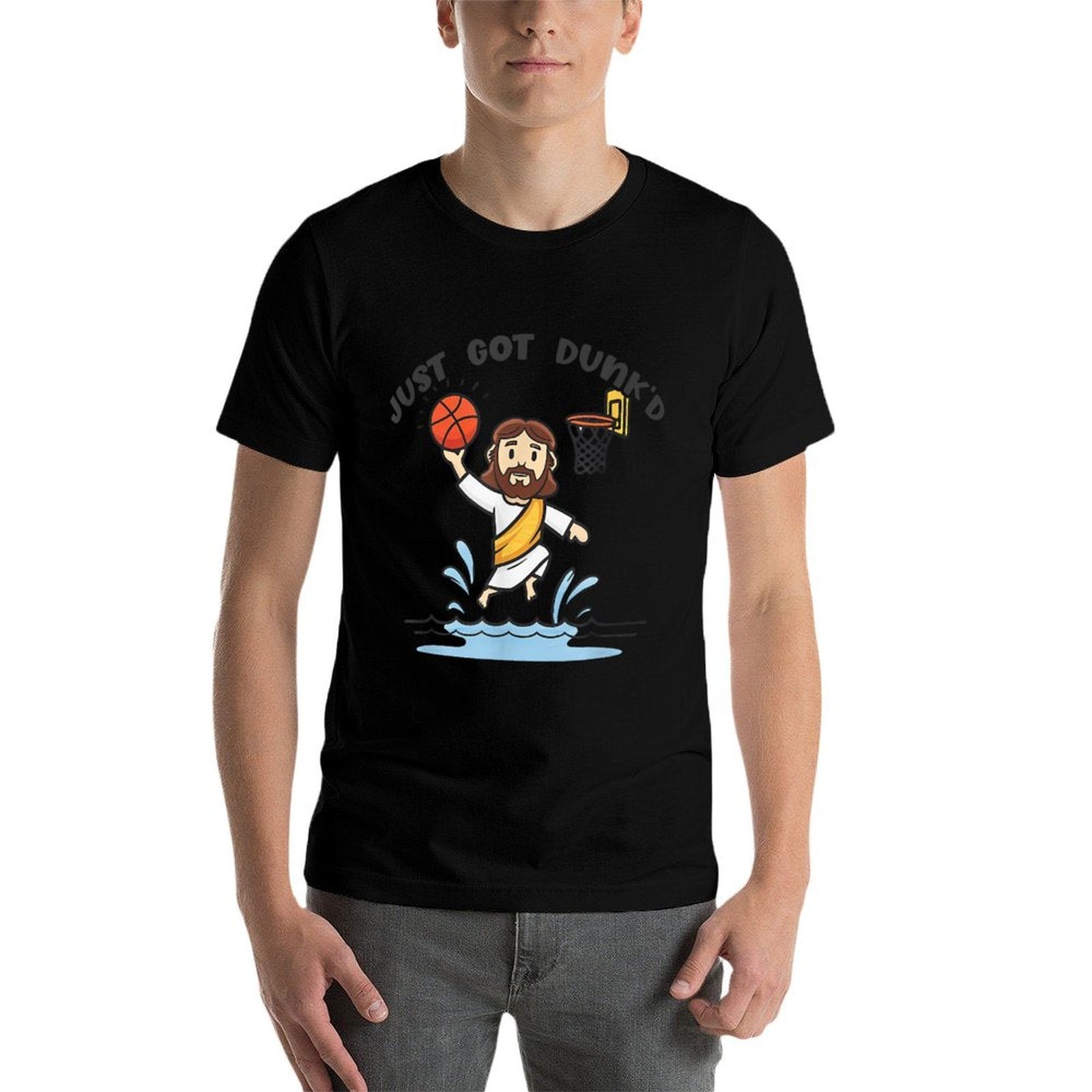 Just Got Dunked Funny Baptism Jesus Playing Basketball  Durable T-Shirt