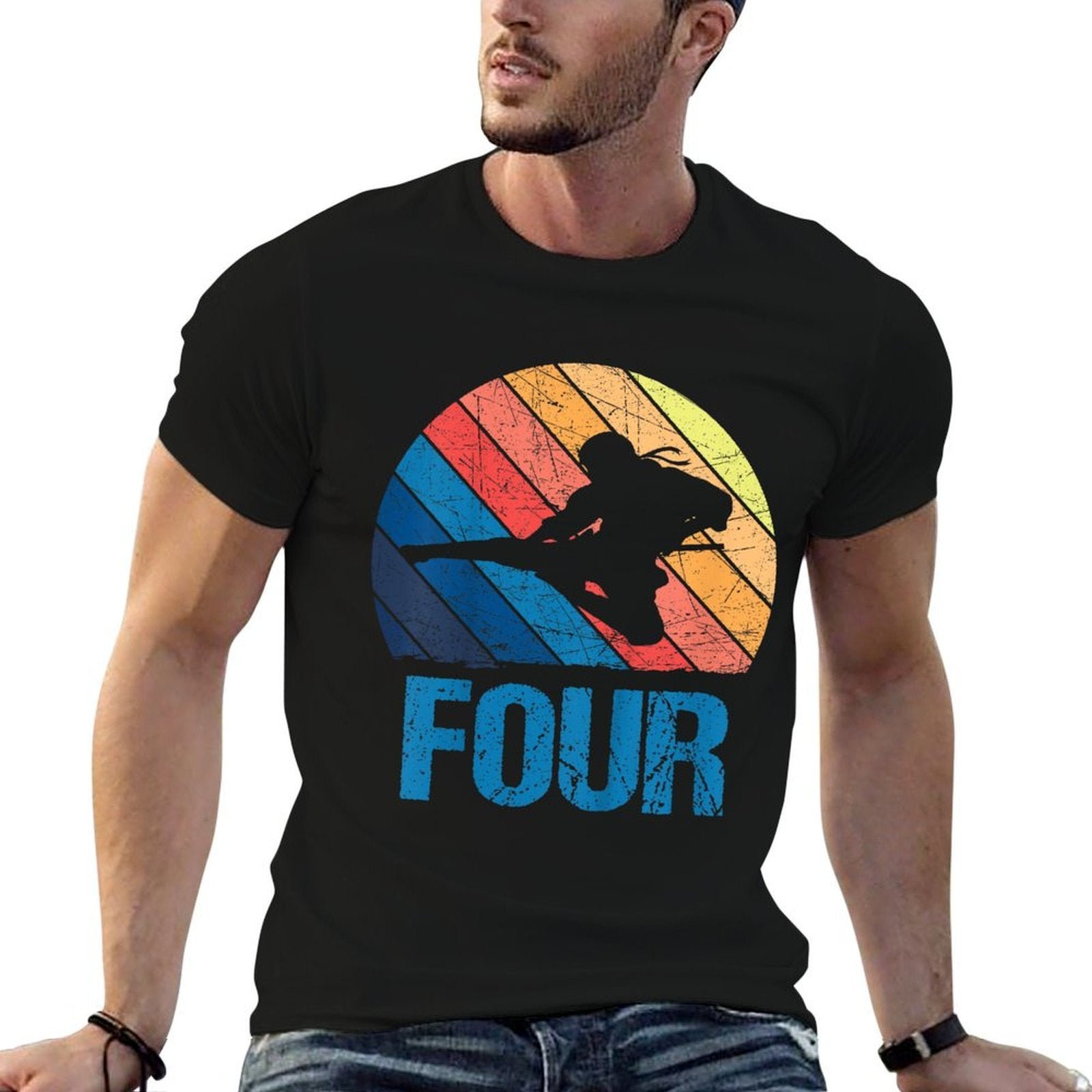 Kids 4 Year Old 4th Birthday Ninja Boys Girls Kids  Trendy Pattern T-Shirt