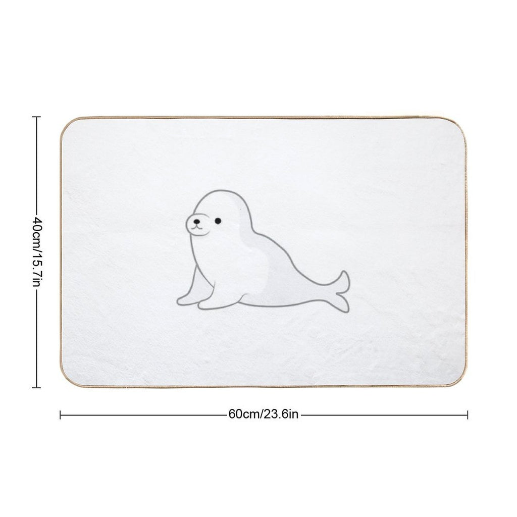 Adorable Baby Seal Just Vibing Out Here  Fade-Resistant Bath Mat