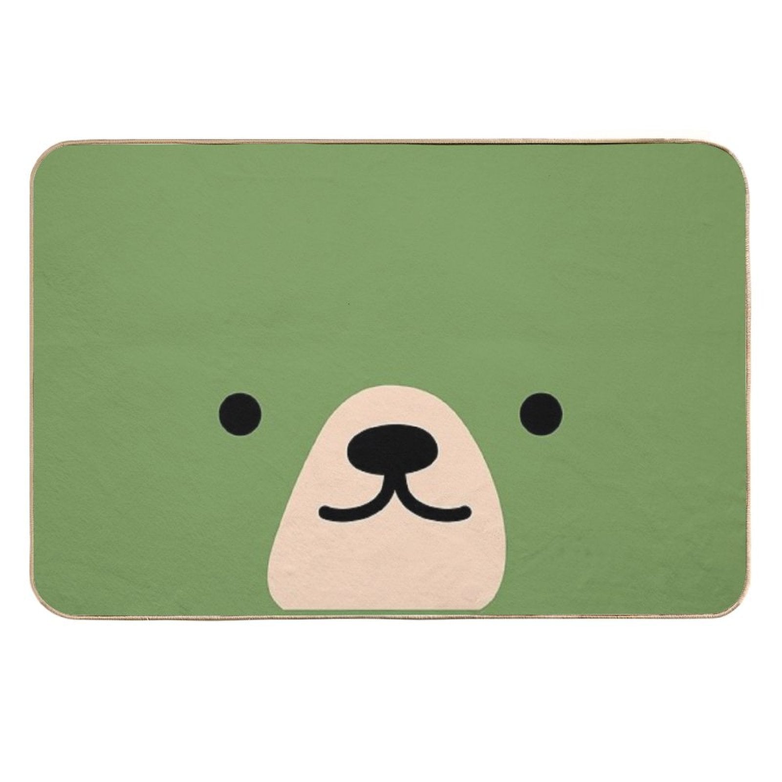 Cute Green Bear Face  Repositionable Bath Mat