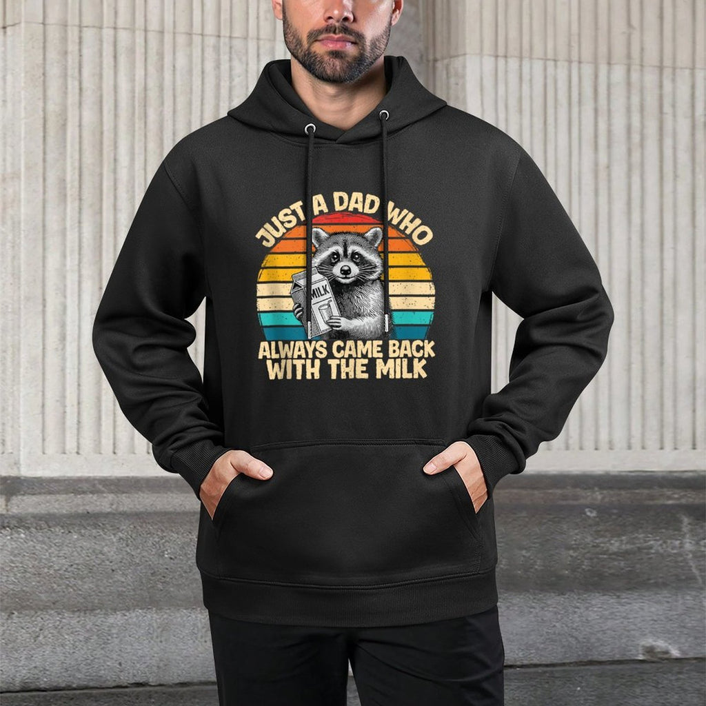 Just A Dad Who Always Came Back With The Milk Funny All-Day Comfort Hoodie