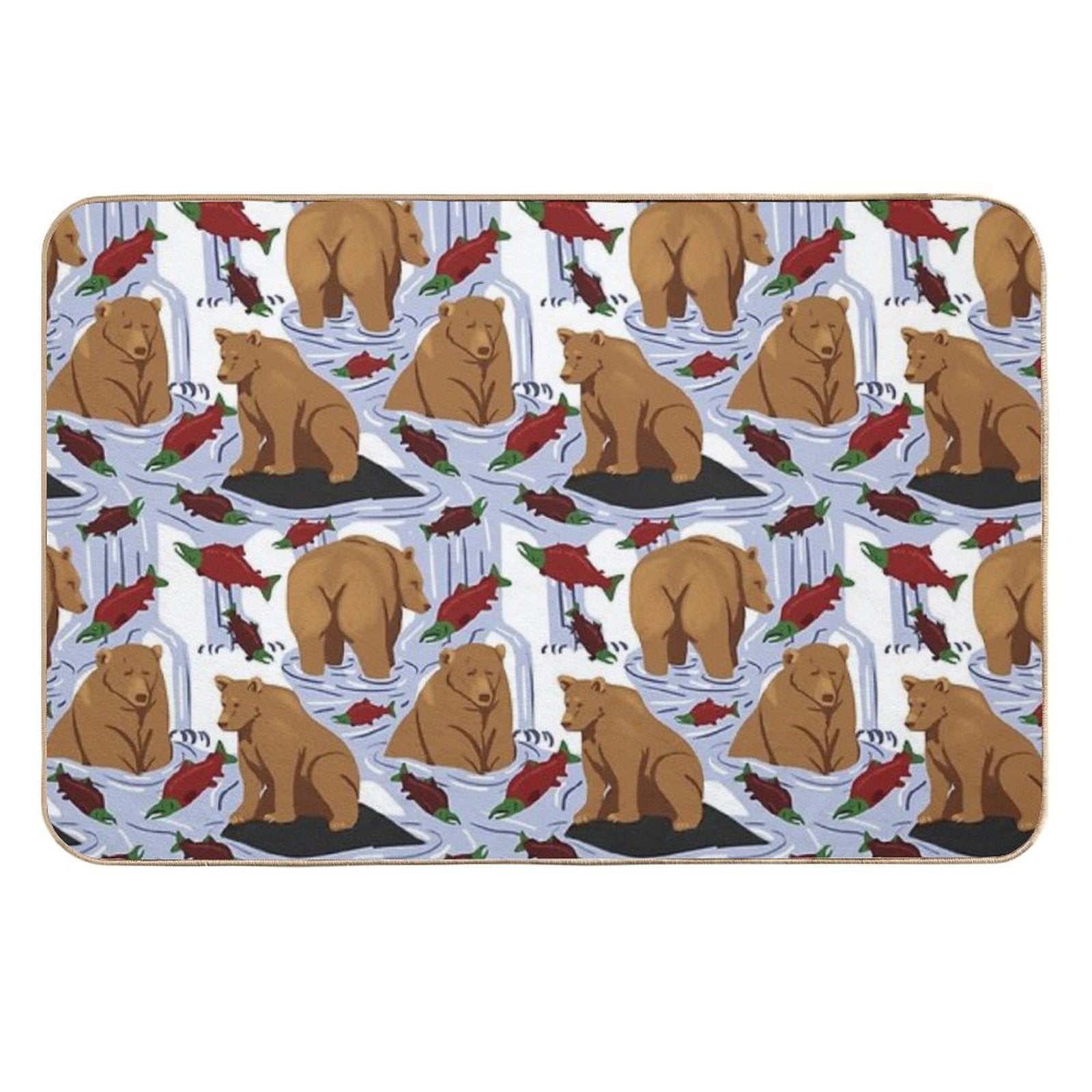 Katmai Bears Repeating Pattern  Absorbent Bath Mat