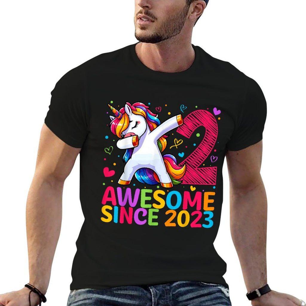 2 Year Old Unicorn Dabbing 2nd Birthday Girl Party  Breathable T-Shirt