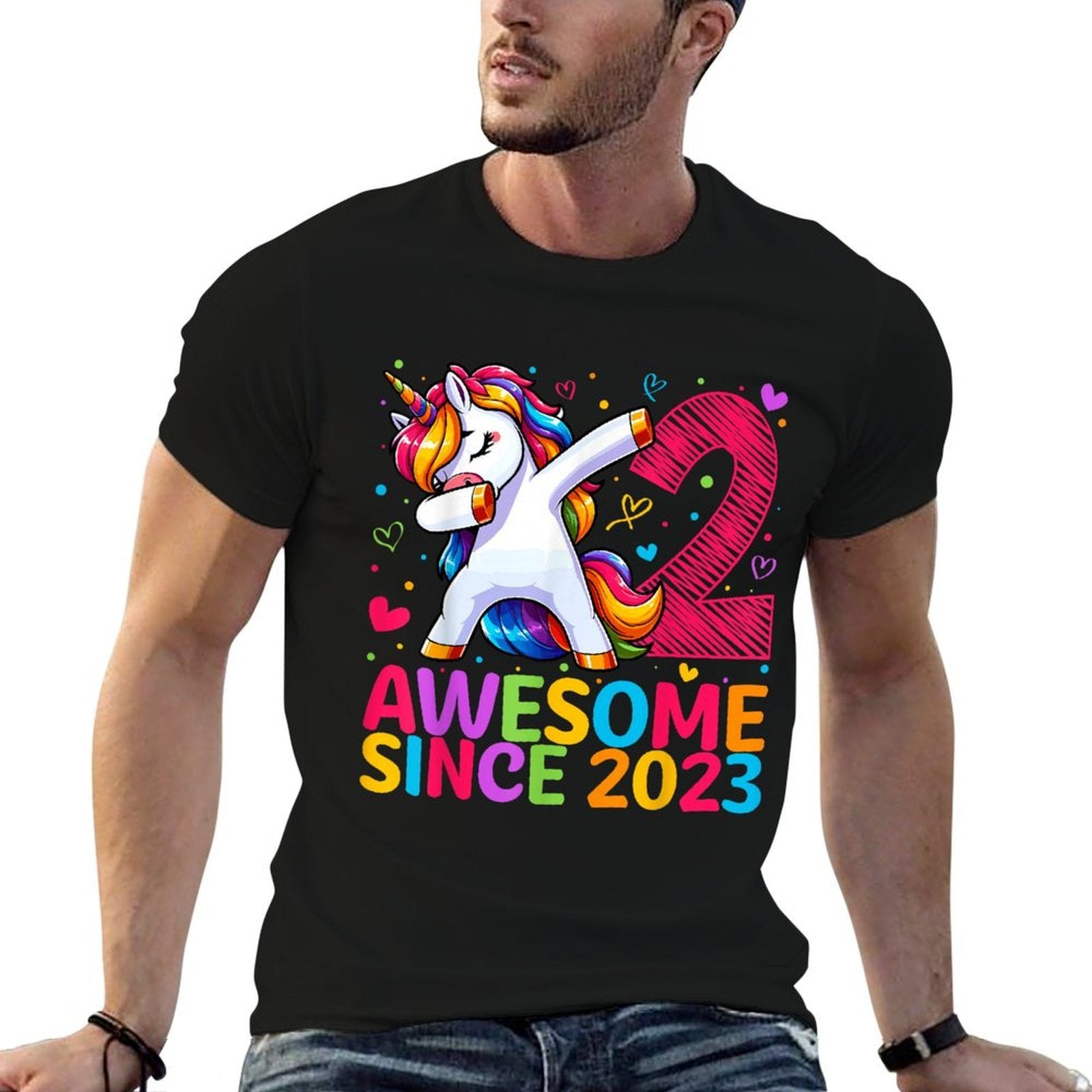 2 Year Old Unicorn Dabbing 2nd Birthday Girl Party  Breathable T-Shirt
