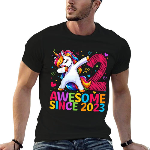 2 Year Old Unicorn Dabbing 2nd Birthday Girl Party  Breathable T-Shirt