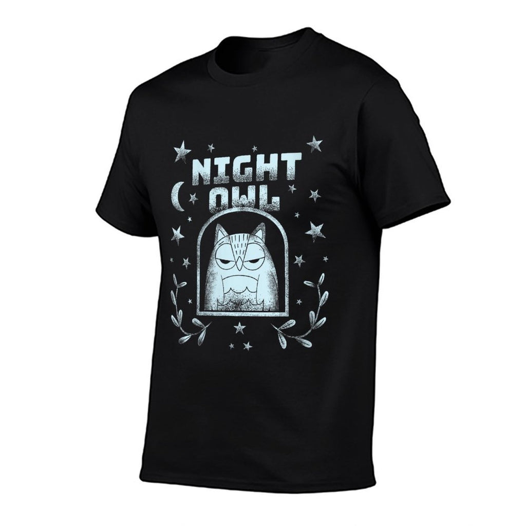 Womens Night Owl – Fun And Whimsical Nocturnal Men Women Kids  Ribbed Collar T-Shirt