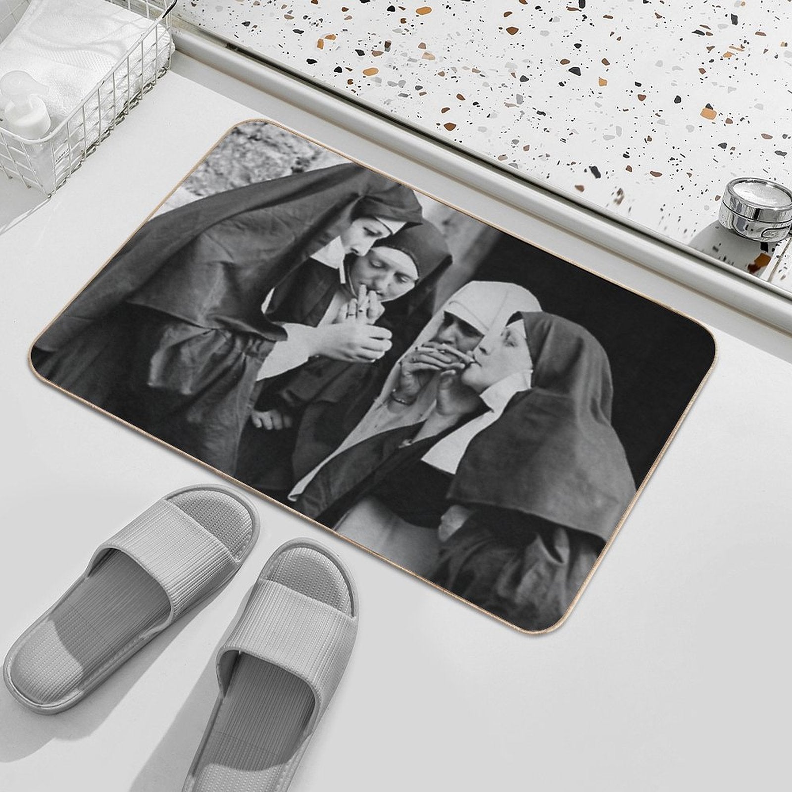 Nuns Smoking Poster Classic  Non-Slip Bath Mat