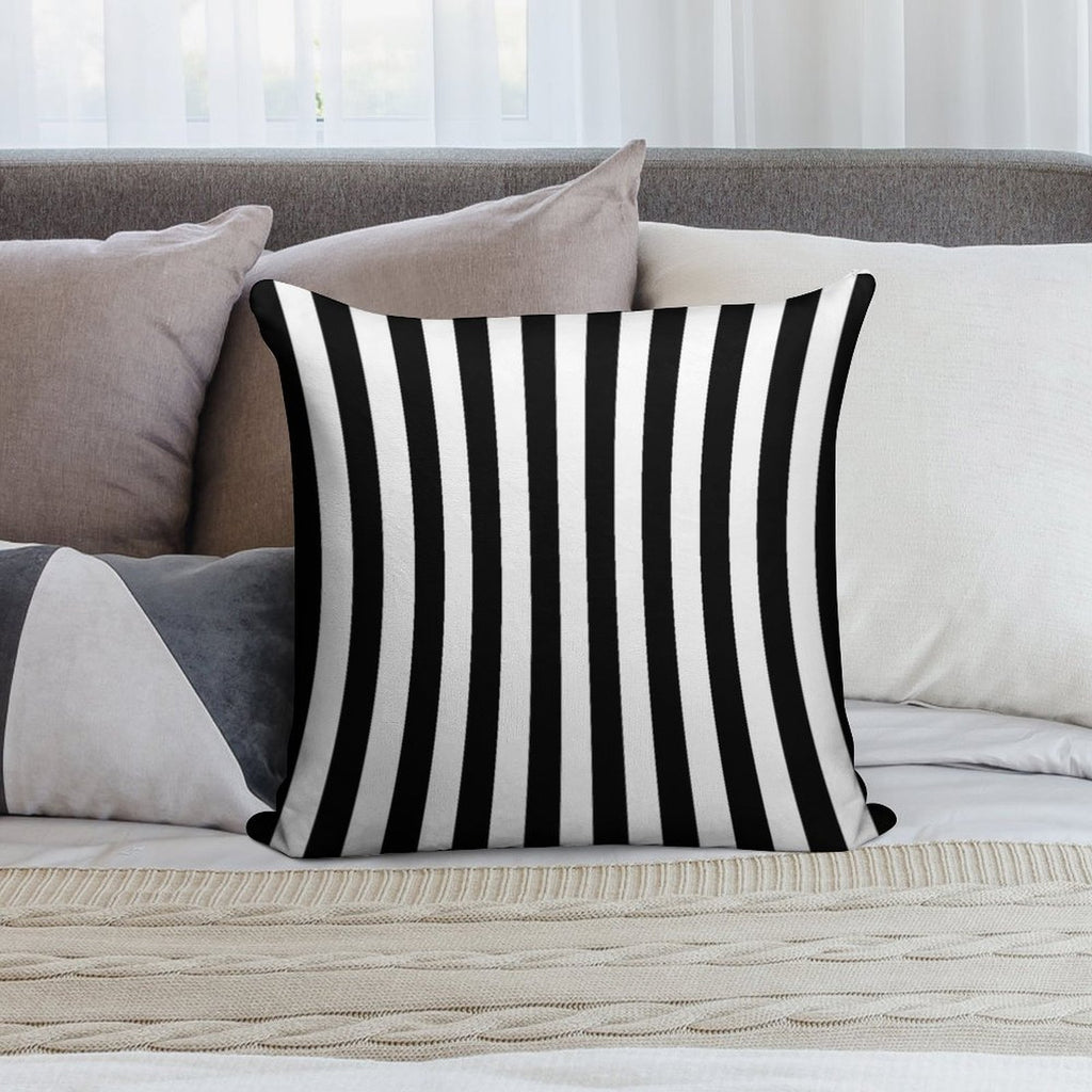 Black White Striped Pillow Cushion Cover Skirt Soft Washable Throw Pillow