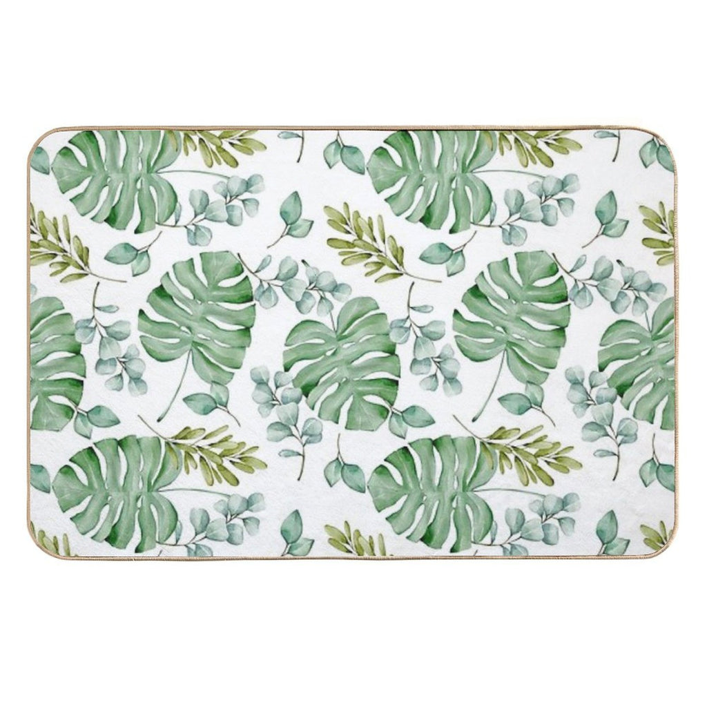 Monstera Leaves Green Seamless  Anti-Trip Bath Mat