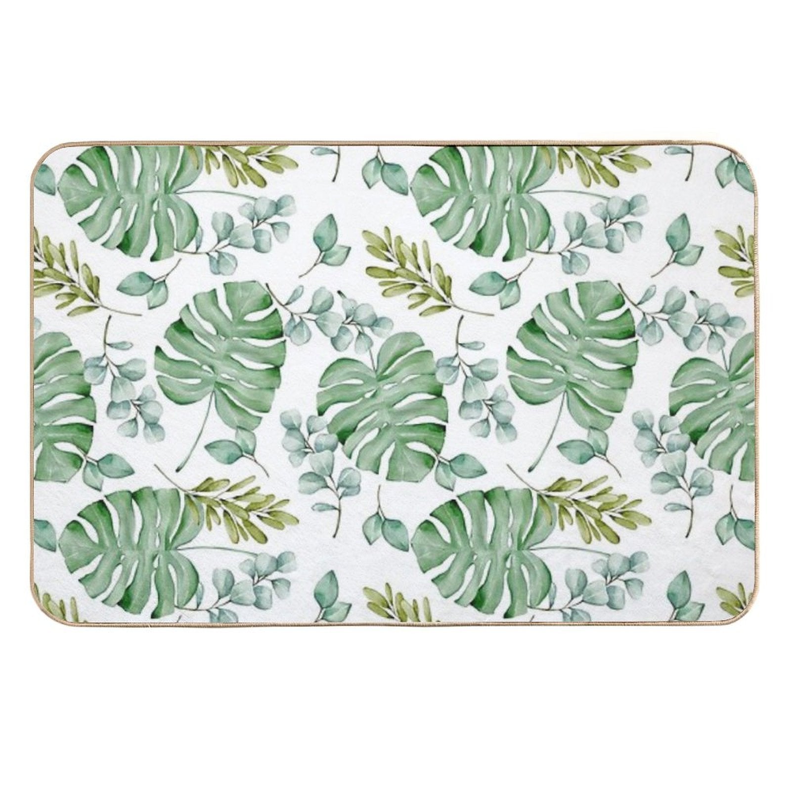 Monstera Leaves Green Seamless  Anti-Trip Bath Mat