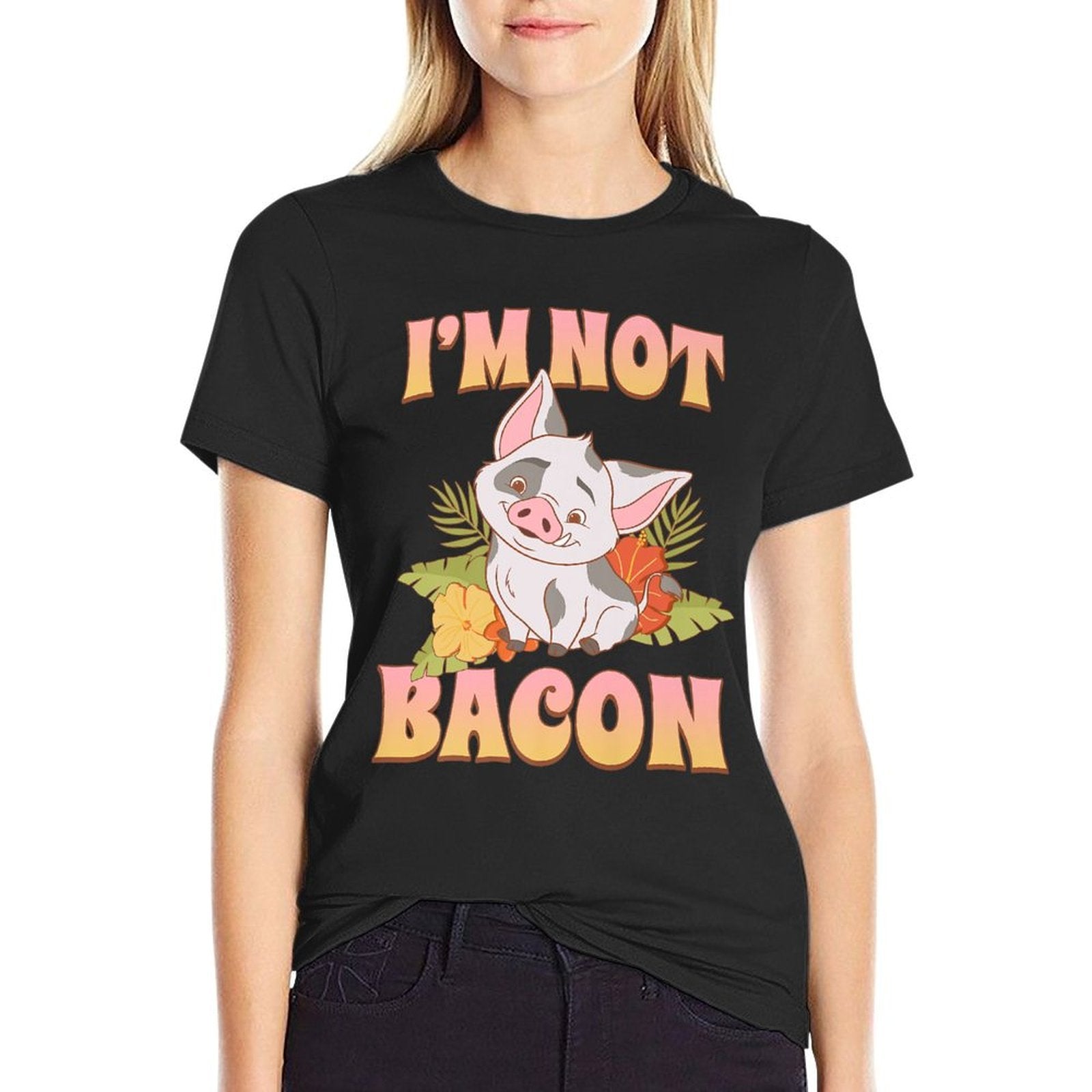 Disney Moana 2 Pua I'm Not Bacon Tropical Panel Premium  Graphic-printed T-Shirt
