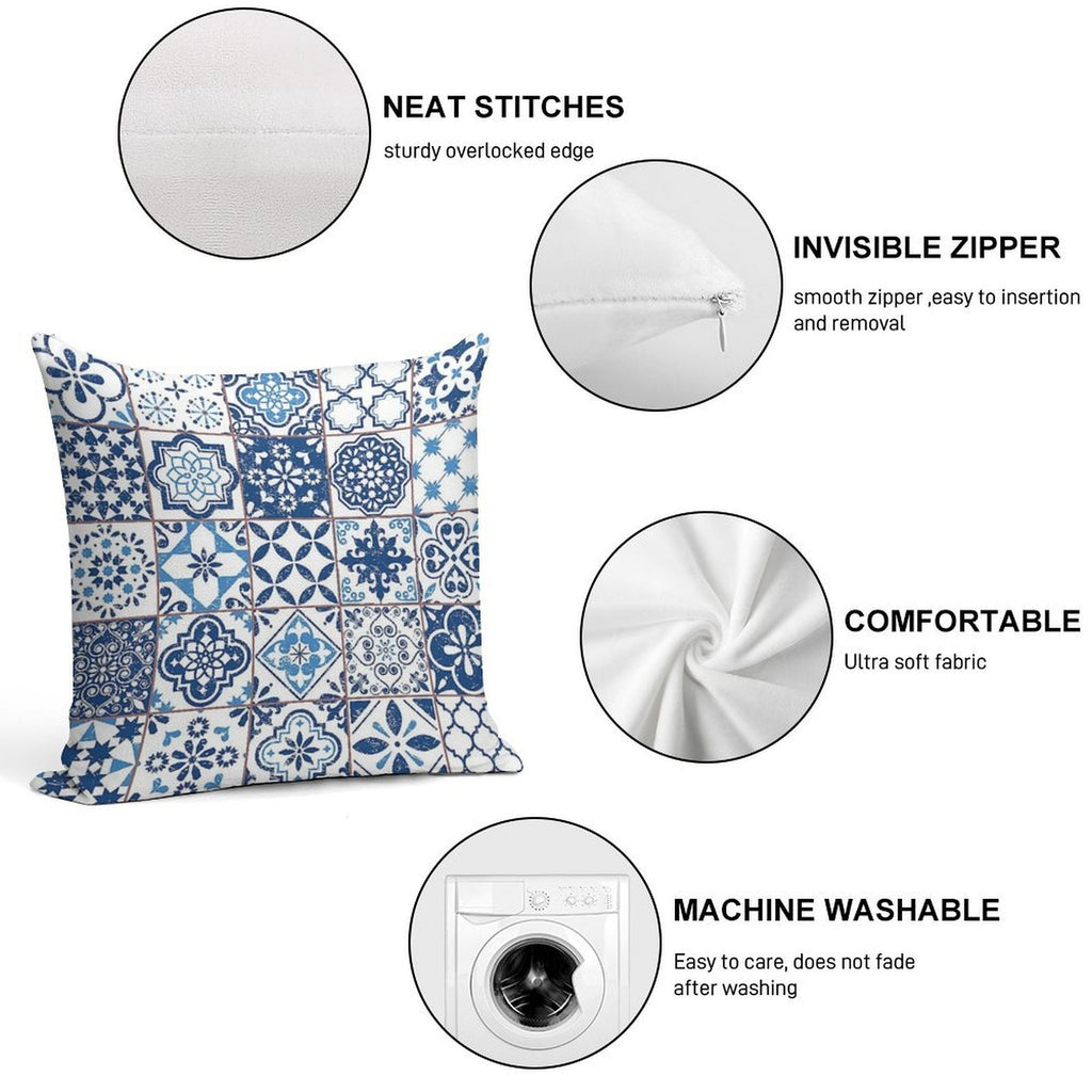 Portuguese Azulejos Soft Style Accent Throw Pillow