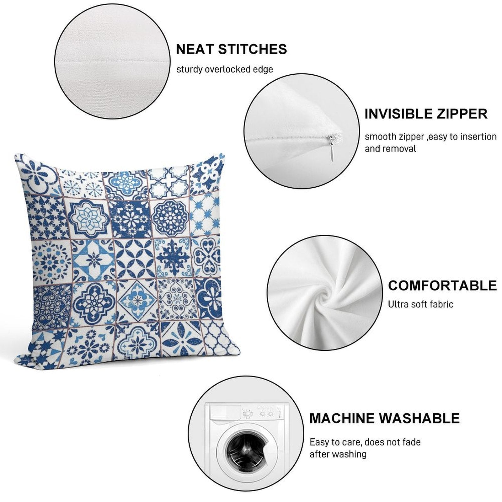 Portuguese Azulejos Soft Style Accent Throw Pillow