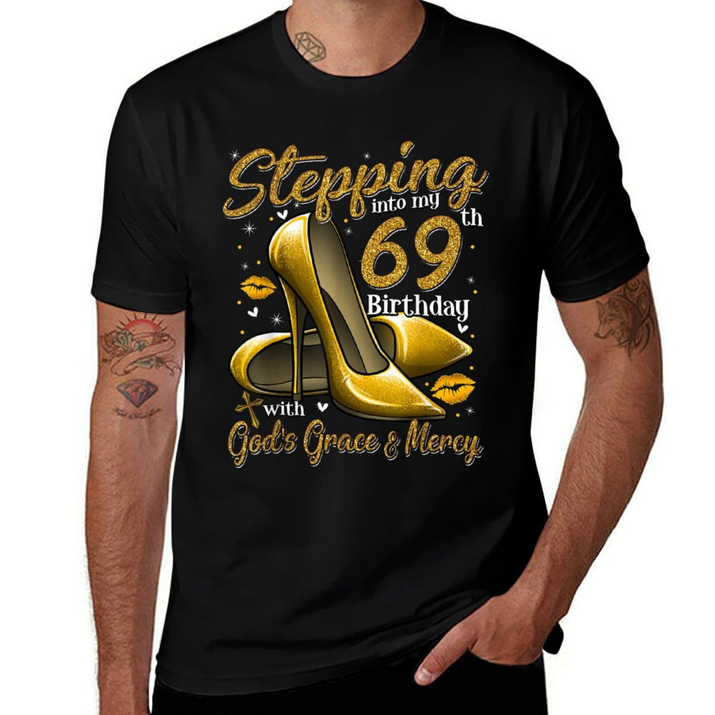 High Heels Stepping Into My 69th Birthday 69 And Fabulous  Heathered Texture T-Shirt